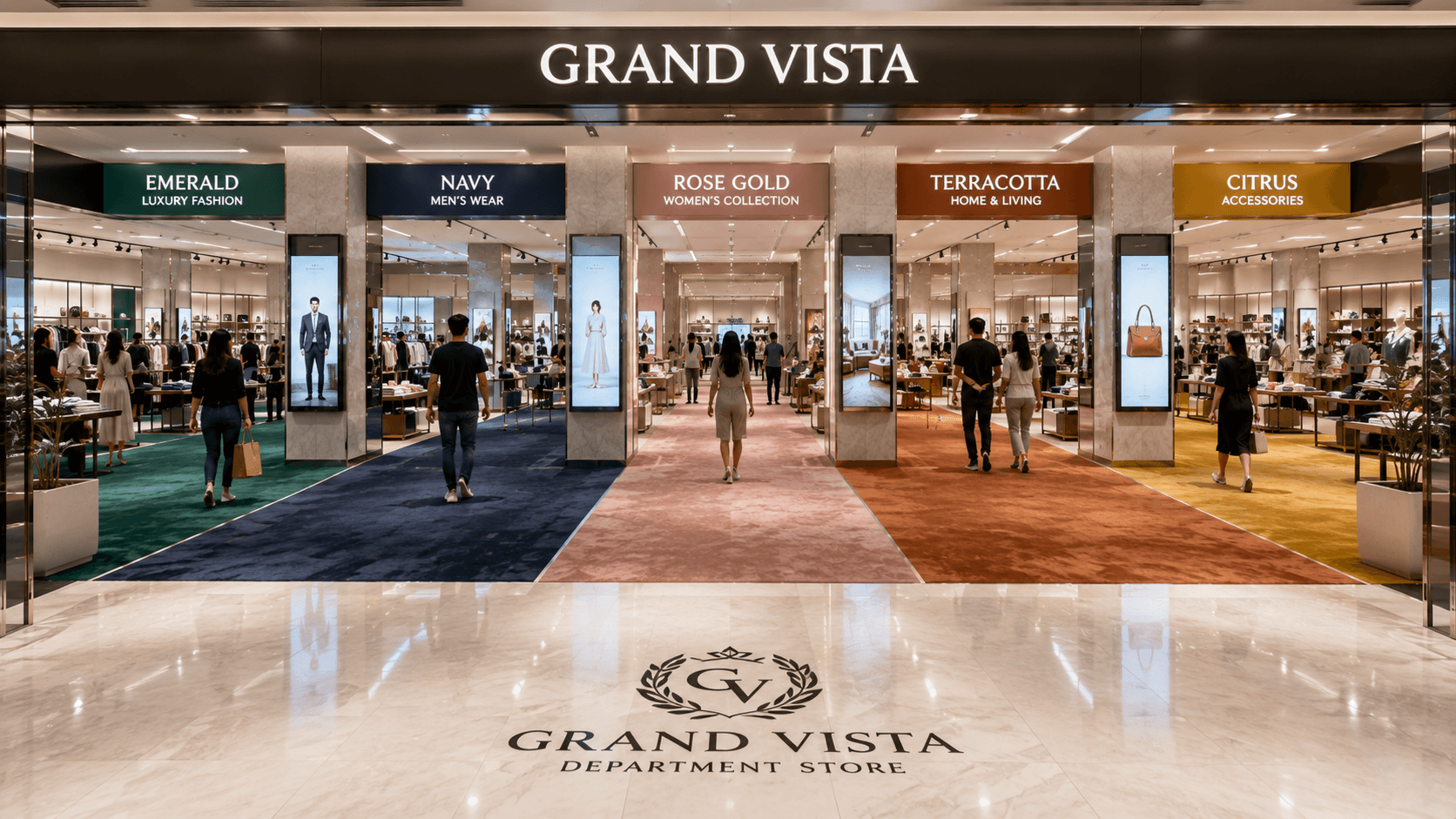 Retail Department Store Color-Coded Navigation — India, Multi-Department