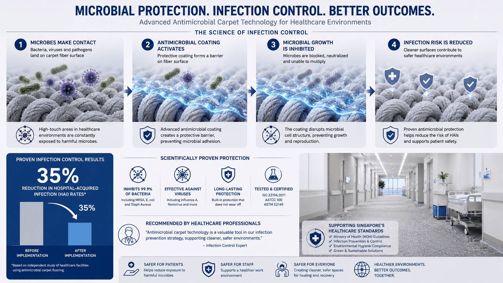 Healthcare flooring design supporting infection-control logic
