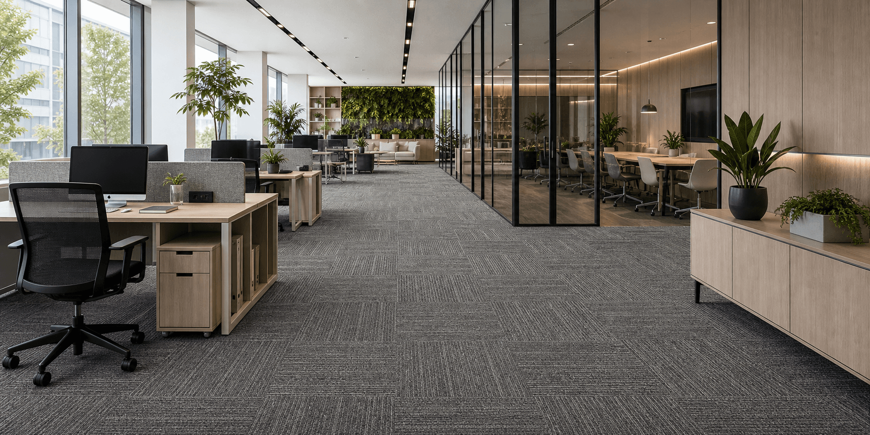 EcoCore carpet tiles in open office application