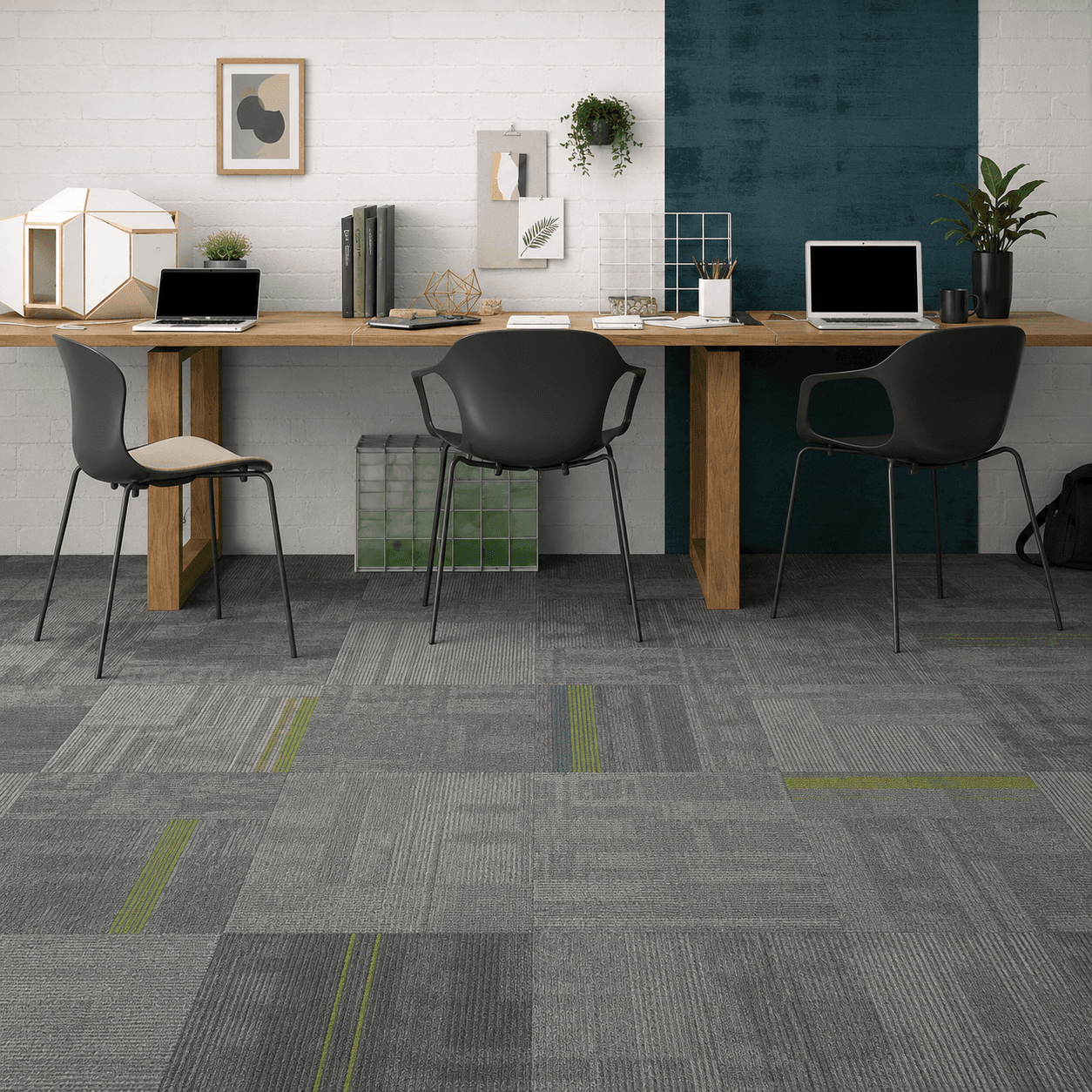Vishomecarpet gray line nylon carpet tiles installed in modern office carpet and hotel carpet floor project