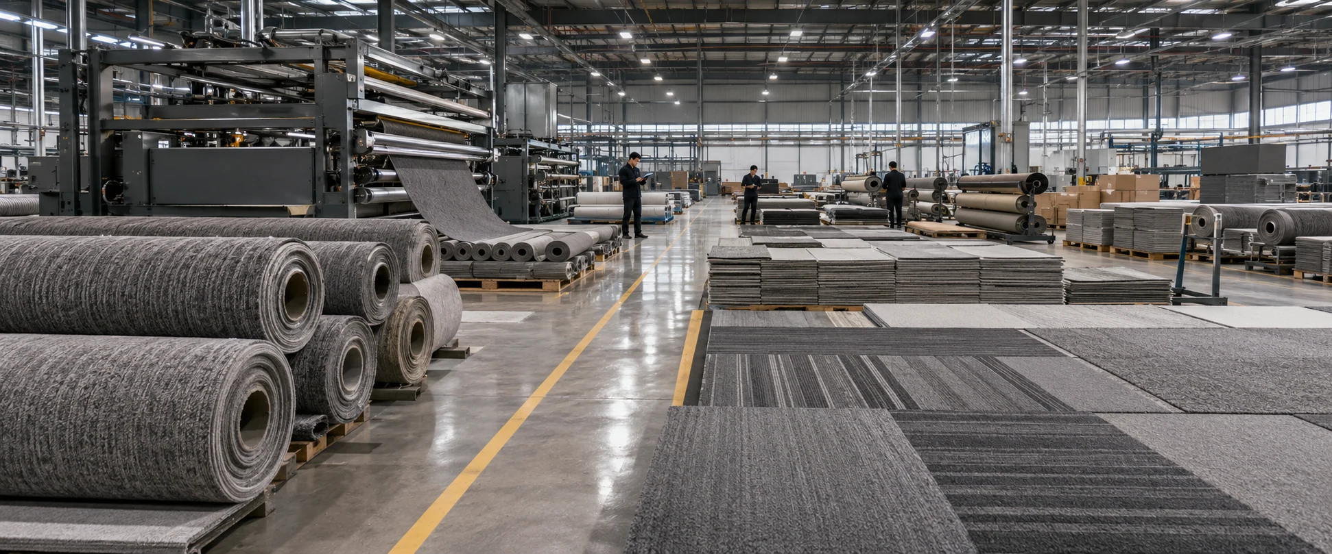 Commercial carpet manufacturing factory interior