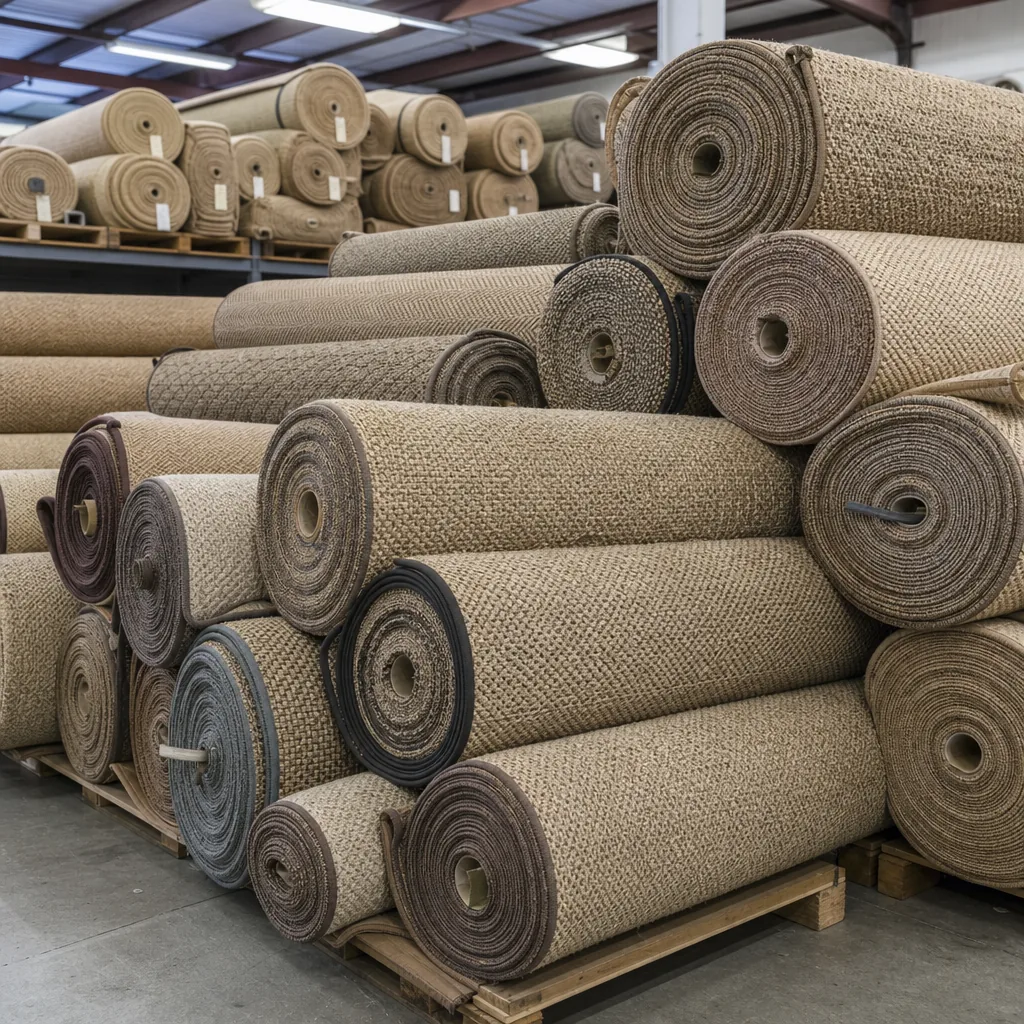 Warehouse detail for sisal and natural fiber rug wholesale planning
