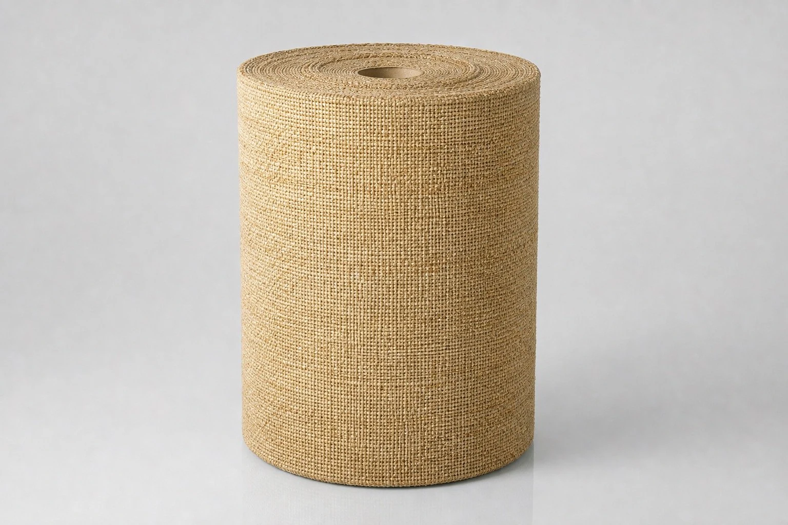 Natural fiber commercial carpet roll prepared for custom stair runner cutting and binding