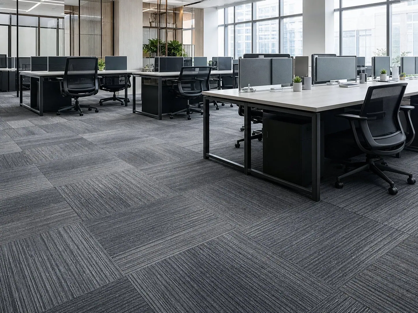Premium Nylon 6.6 commercial carpet tiles for high-traffic office corridors by Vishomecarpet