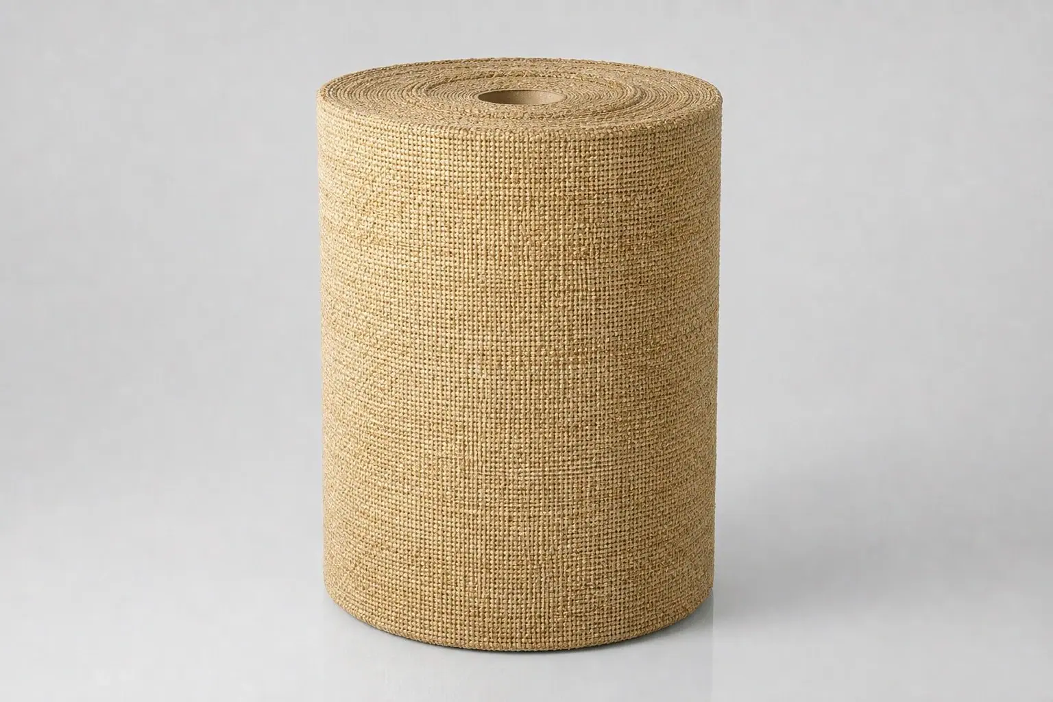 Natural fiber commercial carpet roll prepared for custom stair runner cutting and binding
