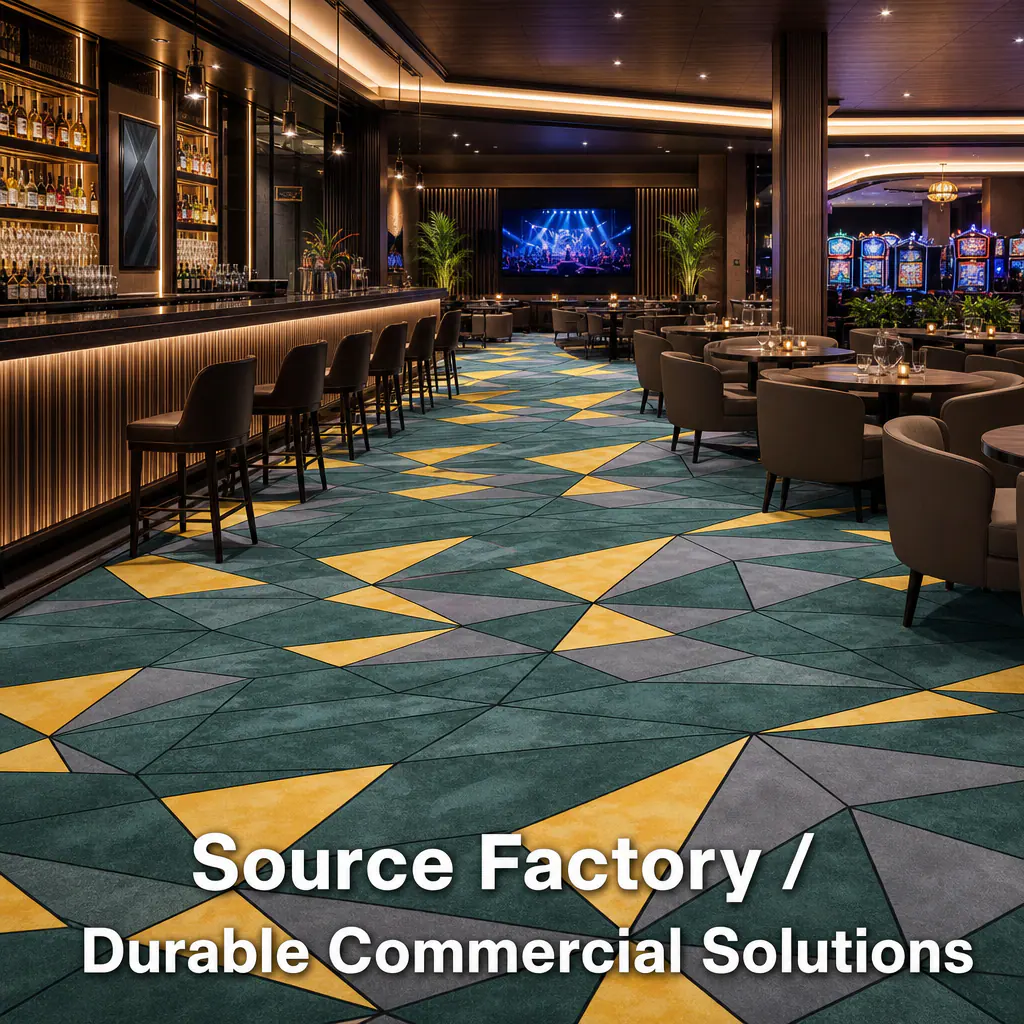 Factory direct commercial carpet solution for casino lounge and hotel interiors