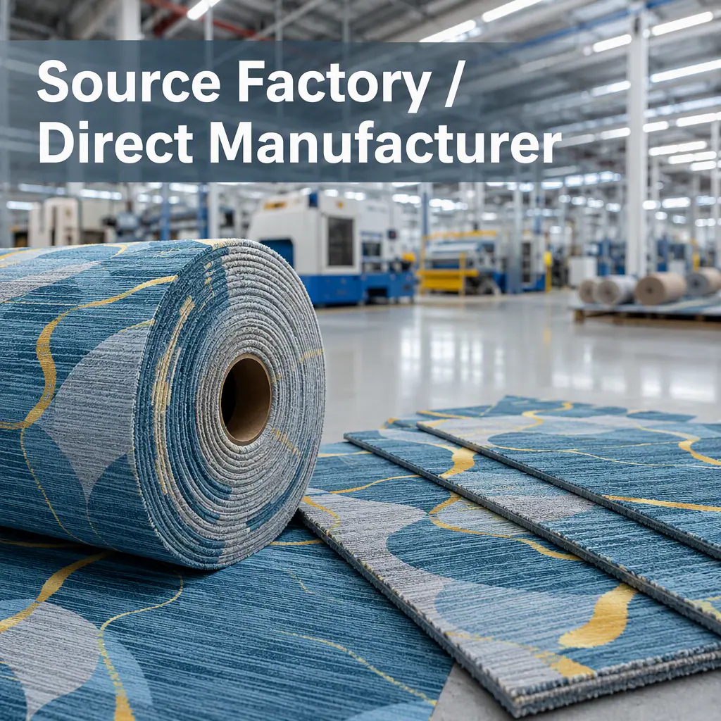 Factory roll and sample display for custom polyester loop casino carpet projects