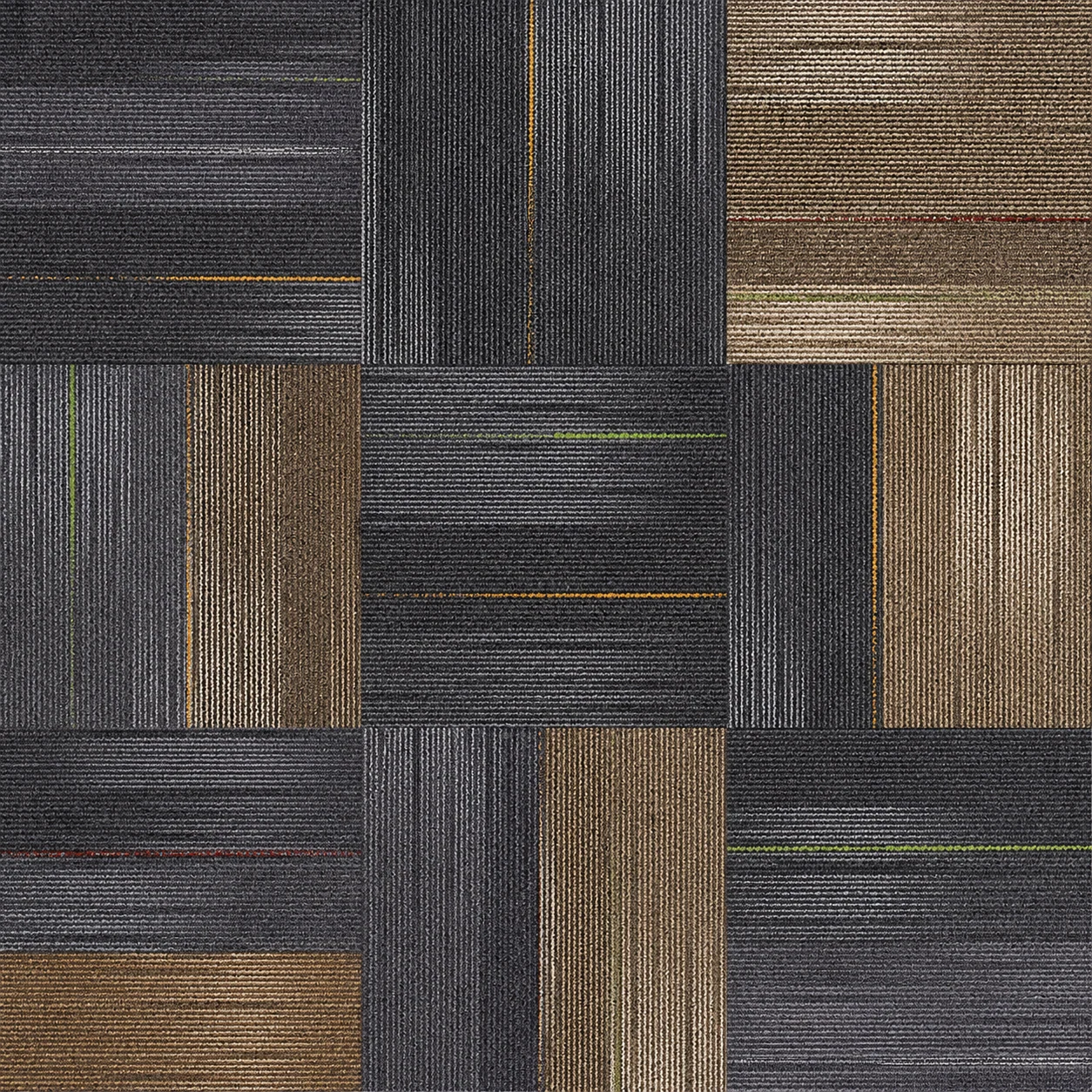 Stacked 50x50 office carpet tiles for carton and attic stock planning