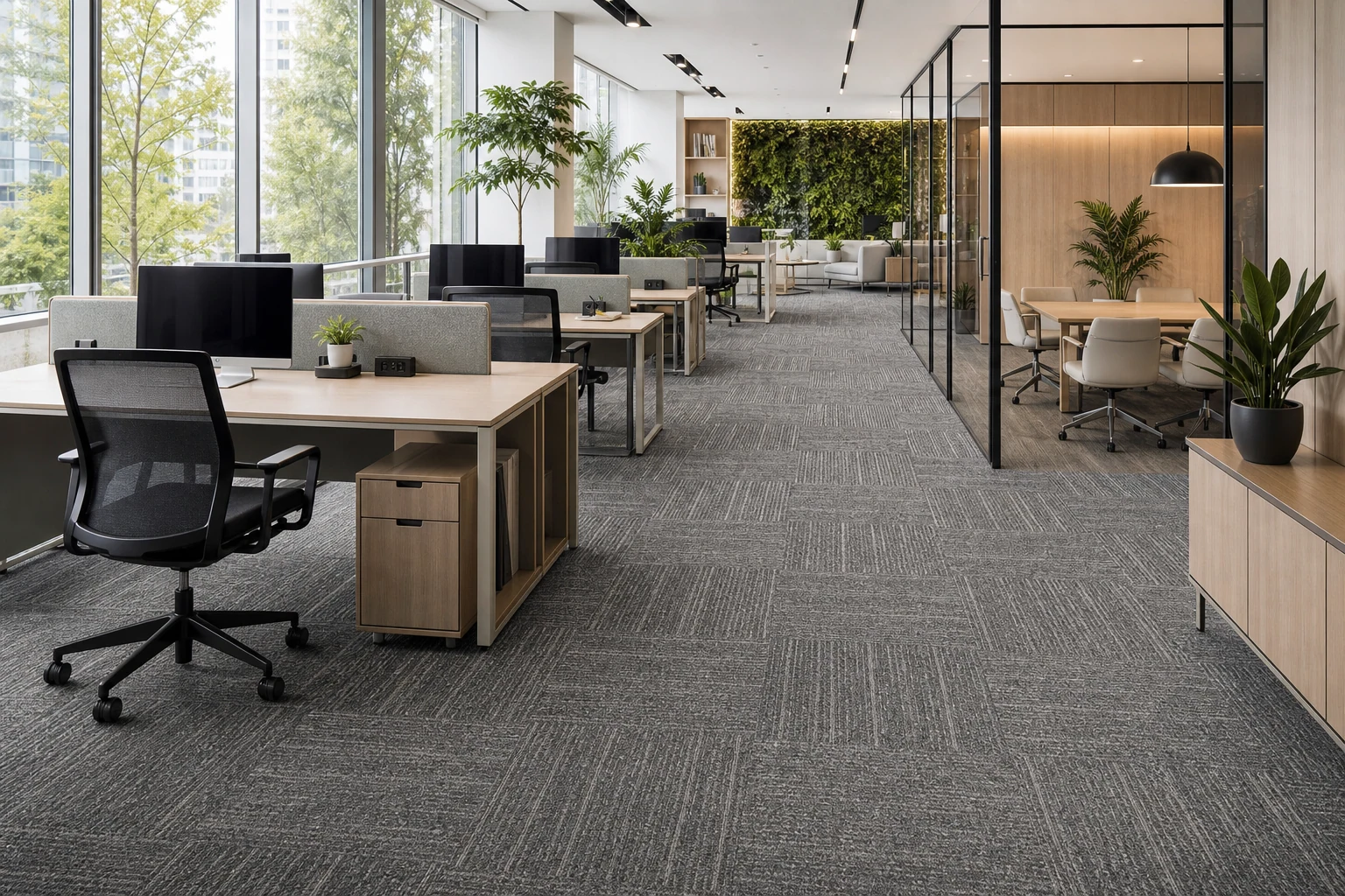 Modern office with modular carpet tiles