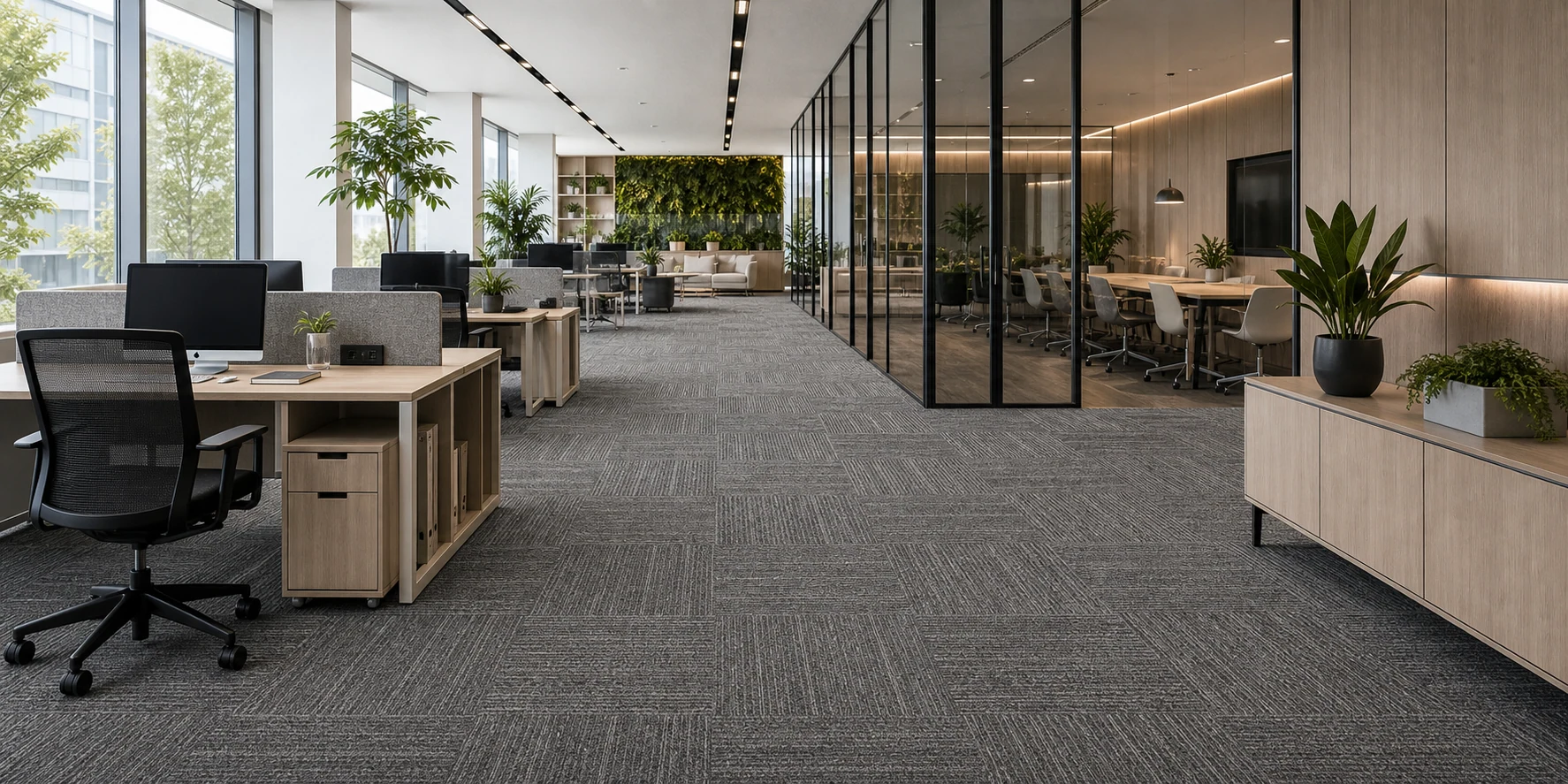 EcoCore carpet tiles in open office application