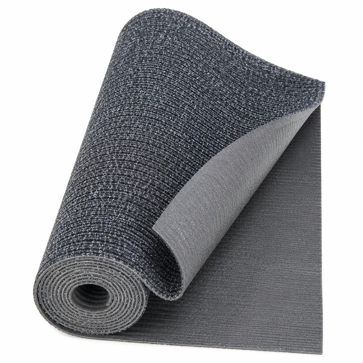 Rolled edge gold mining carpet mat showing thickness backing and PVC ribbed structure