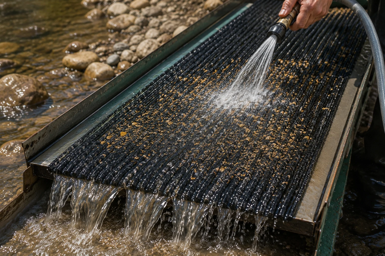 Gold washing carpet cleaning and sand discharge performance for mining use