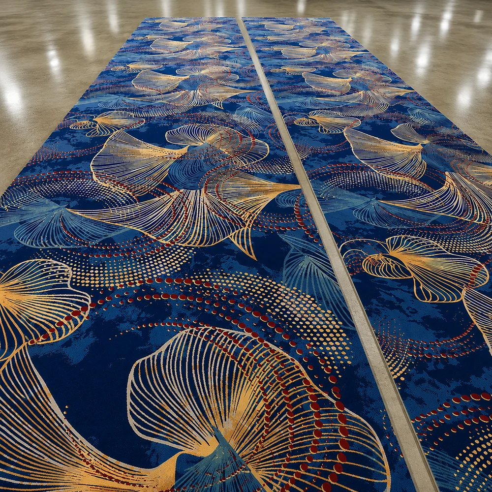 Custom hotel room broadloom carpet roll with abstract pattern
